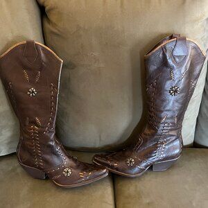 BCBG Leather Cowboy Boots Size 7